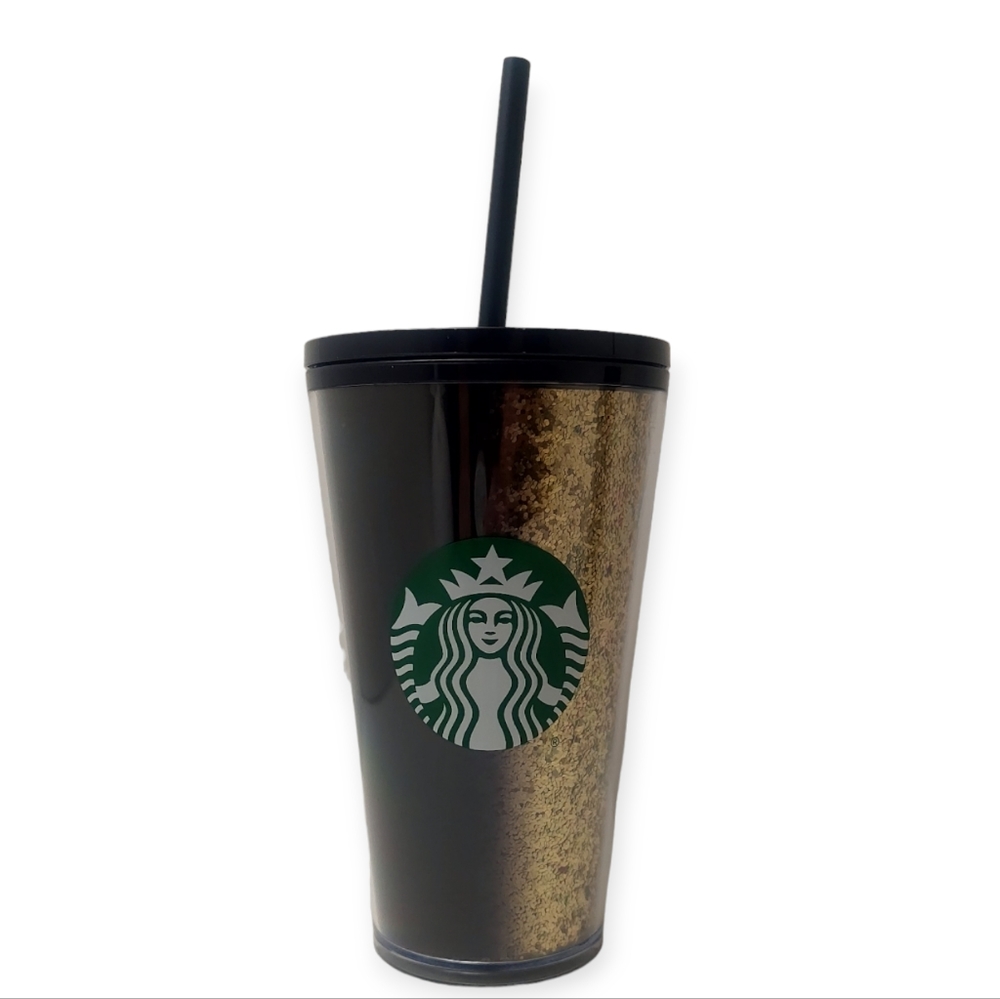Starbucks Exclusive Holiday 2020 Gold Glitter Black 16oz Tumbler Cup Grande